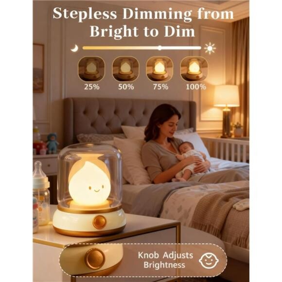 Smiley Night Light for Baby Nursery Rechargeable Silicone Kids Toddler Lamp Gift - Picture 4 of 7